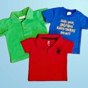 🎄 Bundle Of 3 Boys Shirts 3-6M Polo Club, Little Teez, & B.t. Kids